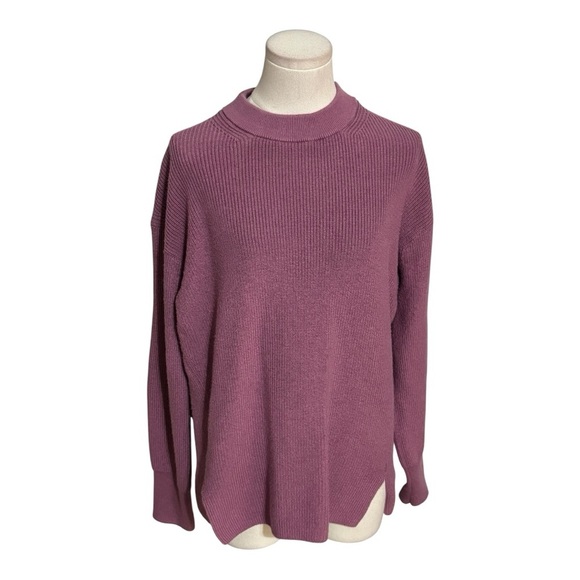 LULULEMON Merino Wool Blend Ribbed Crew Neck Sweater Dusty Pink Size 6 Oversized - Picture 5 of 10